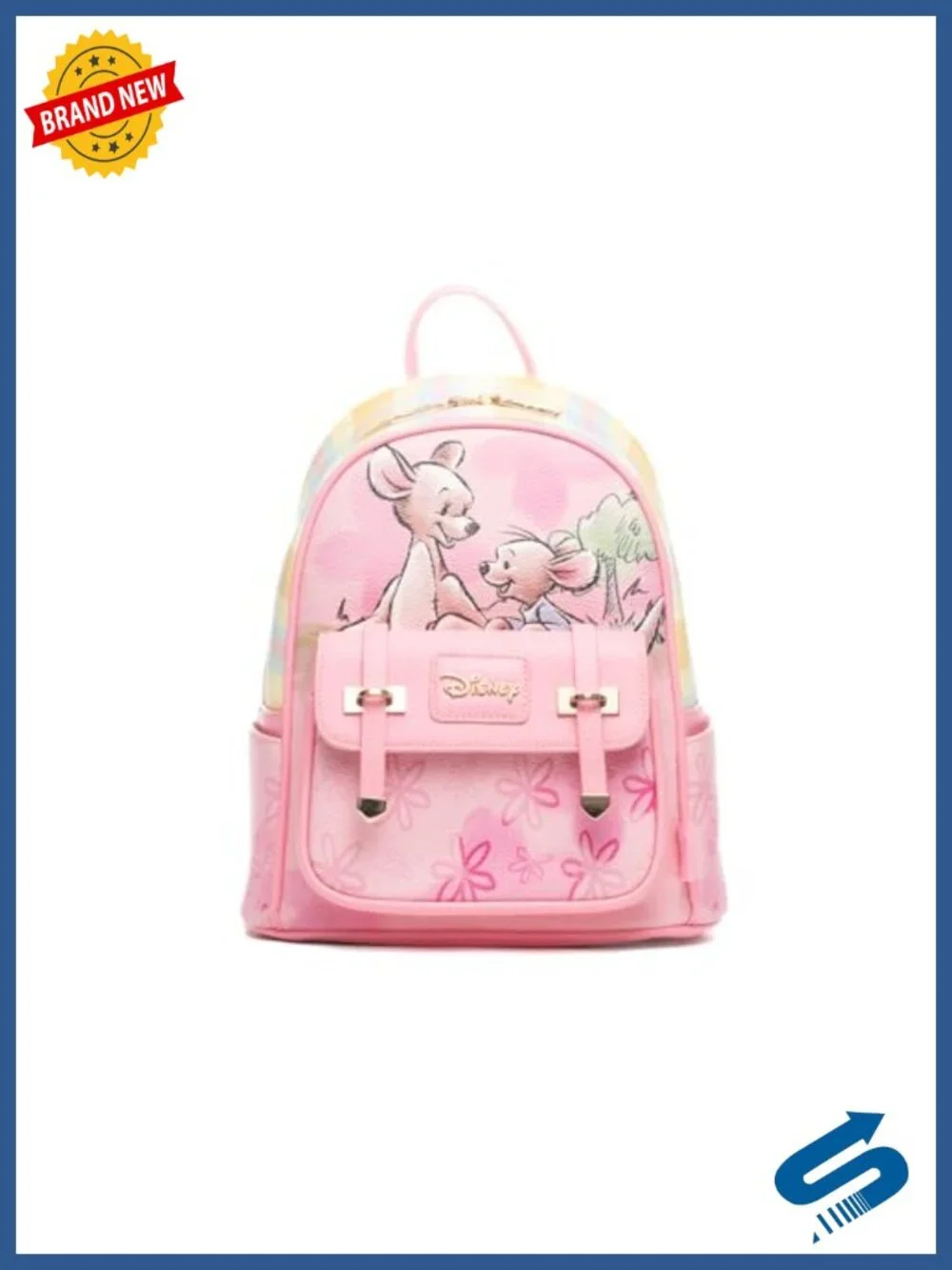 Vegan Leather Mini Backpack with Kanga and Roo Print